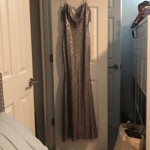 Silver sequin prom dress